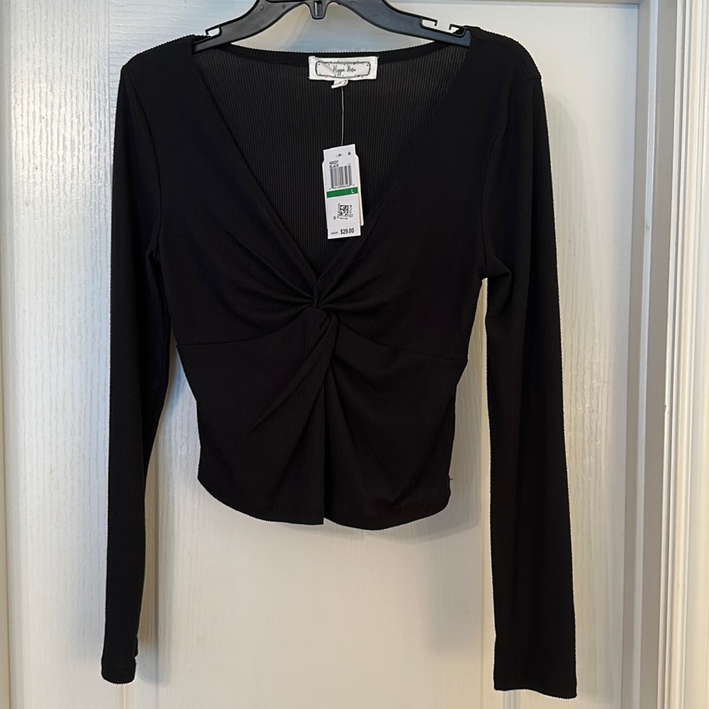 NWT Hippie rose crop shirt size large, black